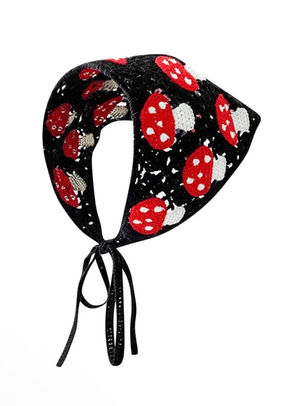 Crochet Bandana Hair Scarf mushrooms Knitted Head Kerchief Headband Headwrap